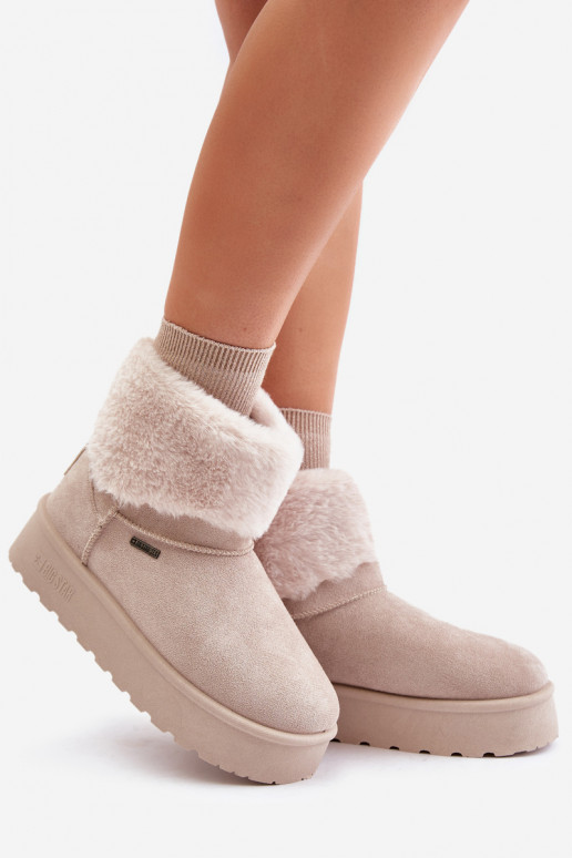 Botas de nieve con una plataforma con un abrigo de piel Big Star OO274A107 color marfil