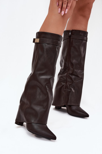 botas de mujer con taconesENyAiniętą CholeAką I color doradom Detalem CzekoladoAe Diorna 2