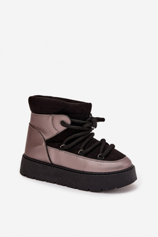 Bajo Botas de nieve Femenino calentamiento con pelo dentroGrubym ENiązaniem de color negro Xarina