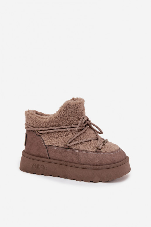 Botas de nieve Femenino con una plataforma con un abrigo de piel Typu Baranek Big Star SS274112 color marrón Botas de nieve Femenino con una plataforma con un abrigo de piel Typu Baranek Big Star SS274112 color marrón