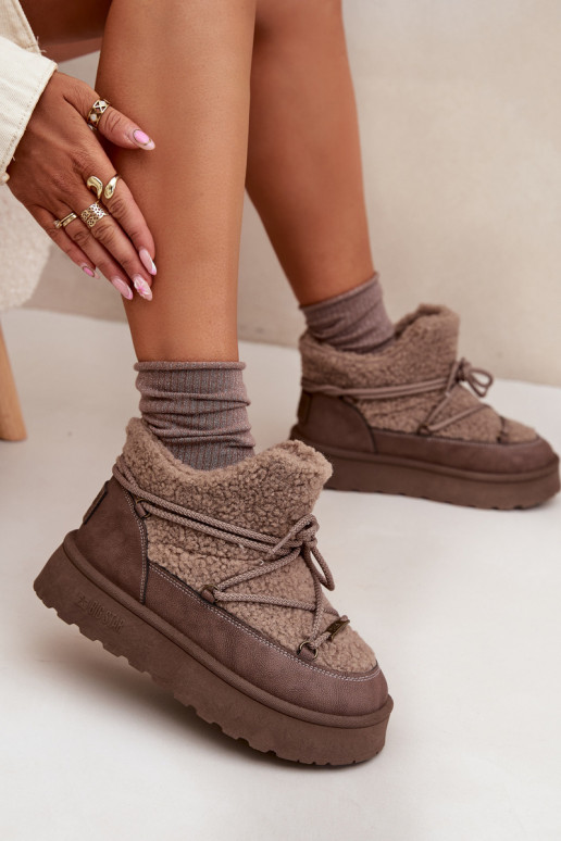 Botas de nieve Femenino con una plataforma con un abrigo de piel Typu Baranek Big Star SS274112 color marrón Botas de nieve Femenino con una plataforma con un abrigo de piel Typu Baranek Big Star SS274112 color marrón