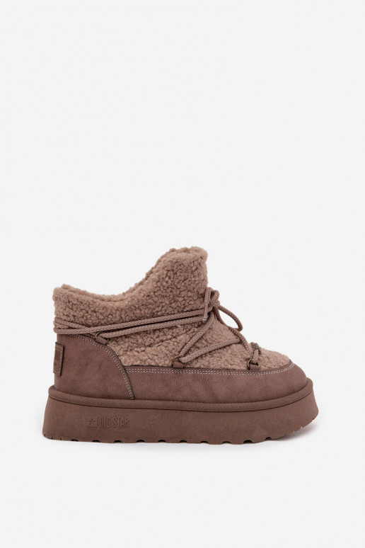 Botas de nieve Femenino con una plataforma con un abrigo de piel Typu Baranek Big Star SS274112 color marrón Botas de nieve Femenino con una plataforma con un abrigo de piel Typu Baranek Big Star SS274112 color marrón