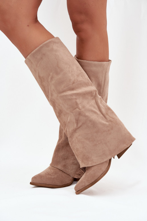 Un modelo convincente botas estilo vaquero Femenino con tacones con flecos beige Zalia