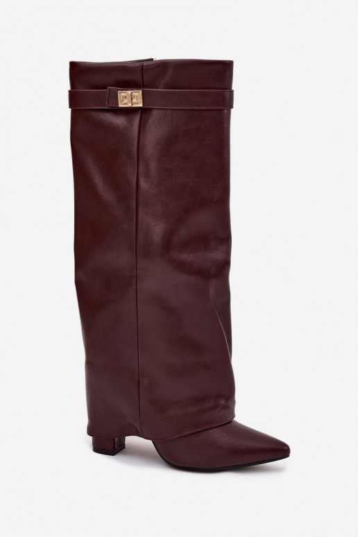 botas de mujer con taconesENyAiniętą CholeAką I color doradom Detalem borgoña Diorna