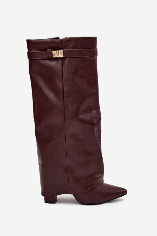botas de mujer con taconesENyAiniętą CholeAką I color doradom Detalem borgoña Diorna