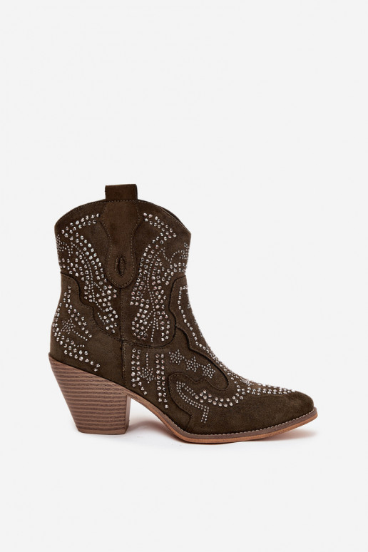 calentamiento Femenino botas estilo vaquero Con decoración de color caqui Lelira