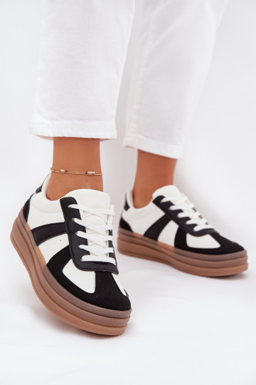Zapatillas deportivas de mujer con plataforma en blanco y negro Sivirae 2