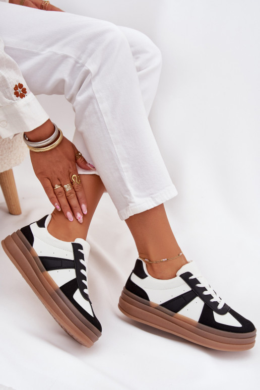 Sneakesy Femenino con una plataforma Blanco-de color negro Sivirae