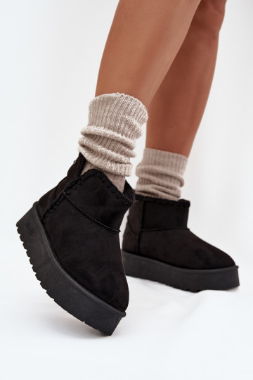 Botas de nieve de mujer con plataforma y costuras Big Star SS274128 color negro