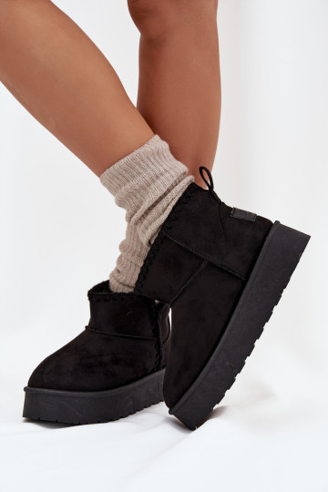 Botas de nieve de mujer con plataforma y costuras Big Star SS274128 color negro 2