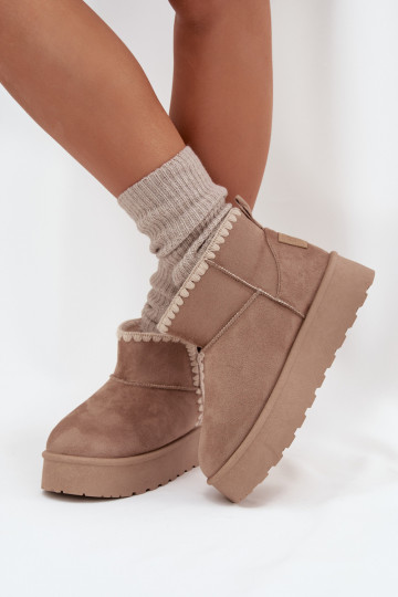 Botas de nieve de mujer con plataforma y costuras Big Star SS274129 color arena