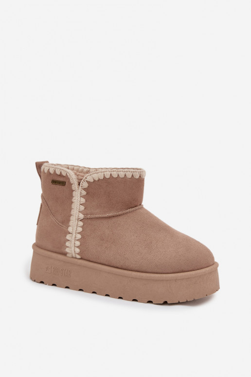 Botas de nieve Femenino con una plataformaPrzeszyciami Big Star SS274129 beige Botas de nieve Femenino con una plataformaPrzeszyciami Big Star SS274129 beige