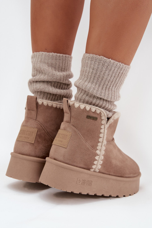 Botas de nieve Femenino con una plataformaPrzeszyciami Big Star SS274129 beige Botas de nieve Femenino con una plataformaPrzeszyciami Big Star SS274129 beige