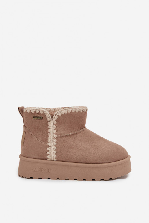 Botas de nieve Femenino con una plataformaPrzeszyciami Big Star SS274129 beige Botas de nieve Femenino con una plataformaPrzeszyciami Big Star SS274129 beige