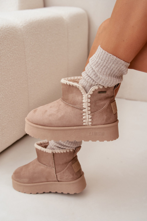 Botas de nieve Femenino con una plataformaPrzeszyciami Big Star SS274129 beige Botas de nieve Femenino con una plataformaPrzeszyciami Big Star SS274129 beige