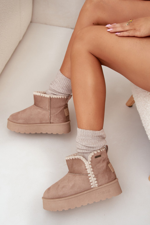 Botas de nieve Femenino con una plataformaPrzeszyciami Big Star SS274129 beige Botas de nieve Femenino con una plataformaPrzeszyciami Big Star SS274129 beige