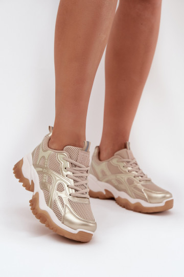 Zapatillas deportivas de mujer, modelo deportivo, Big Star SS274014 HI-POLY SYSTEM color arena-dorado 2