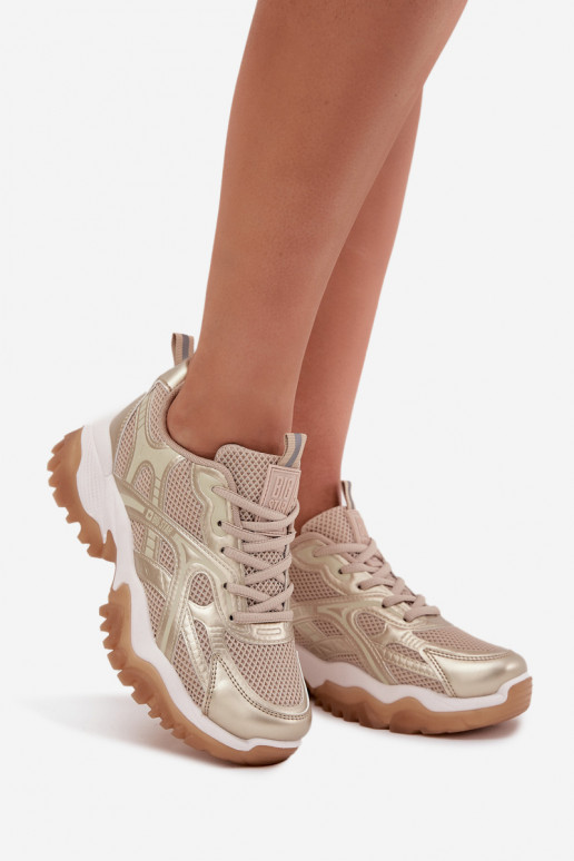 zapatillas Zapatillas modelo zapatos. Femenino Big Star SS274014 HI-POLY SYSTEM beige-color dorado
