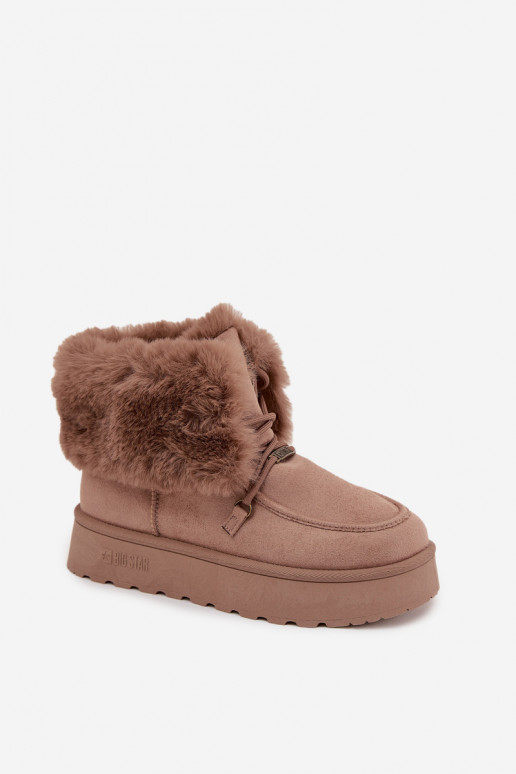 Botas de nieve Femenino con una plataforma con un abrigo de piel I ENiązaniem Big Star SS274114 beige