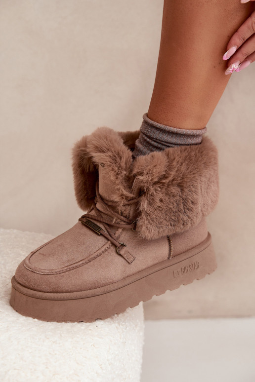 Botas de nieve Femenino con una plataforma con un abrigo de piel I ENiązaniem Big Star SS274114 beige