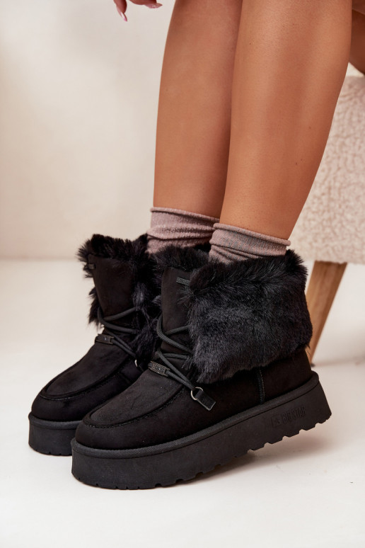 Botas de nieve Femenino con una plataforma con un abrigo de piel I ENiązaniem Big Star SS274113 de color negro Botas de nieve Femenino con una plataforma con un abrigo de piel I ENiązaniem Big Star SS274113 de color negro