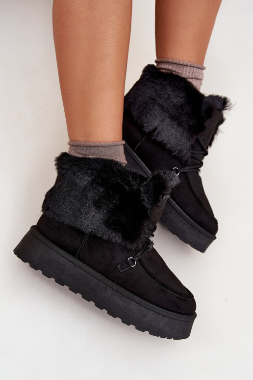 Botas de nieve Femenino con una plataforma con un abrigo de piel I ENiązaniem Big Star SS274113 de color negro Botas de nieve Femenino con una plataforma con un abrigo de piel I ENiązaniem Big Star SS274113 de color negro