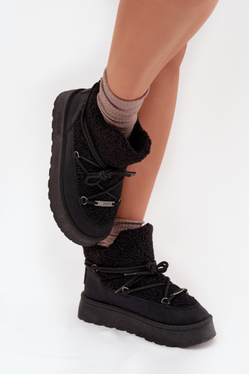 Botas de nieve Femenino con una plataforma con un abrigo de piel Typu Baranek Big Star SS274109 de color negro 2