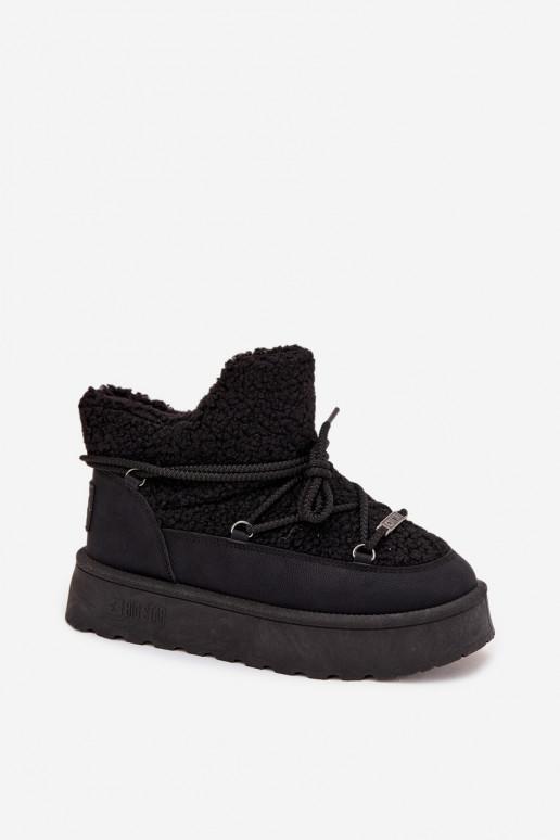 Botas de nieve Femenino con una plataforma con un abrigo de piel Typu Baranek Big Star SS274109 de color negro