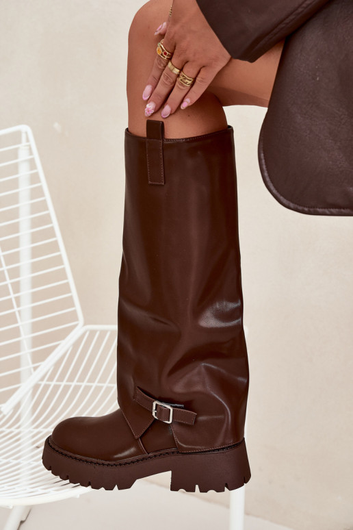 calentamiento botasENyAiniętą CholeAką I con hebillas CzekoladoAe Fiorae