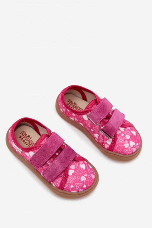 Zapatillas Barefoot Infantil con corazones Milami color rosa Saphira