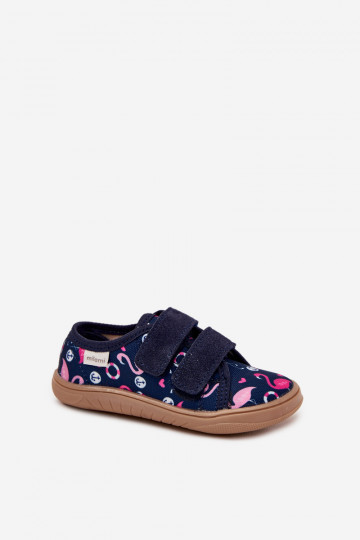 Chanclas "Barefoot" azul marino para niños con flamencos Milami Saphira