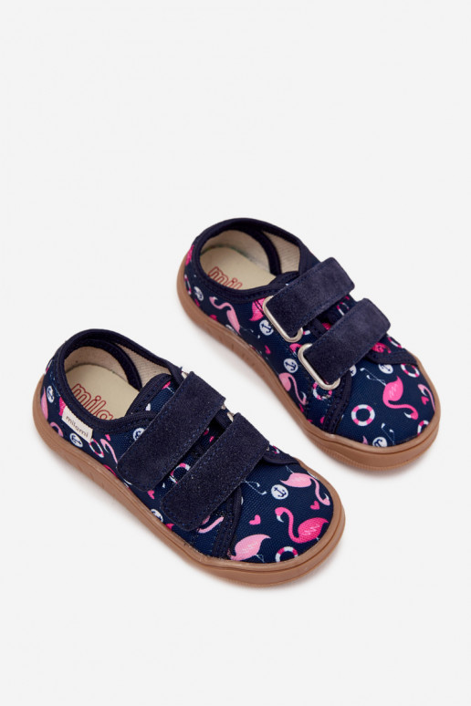 Zapatillas Barefoot Infantil con flamencos Milami azul oscuro Saphira