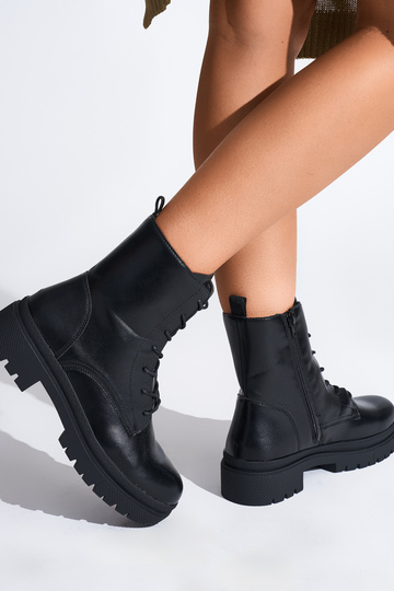 de color negro atado para arriba Zapatos de mujer
