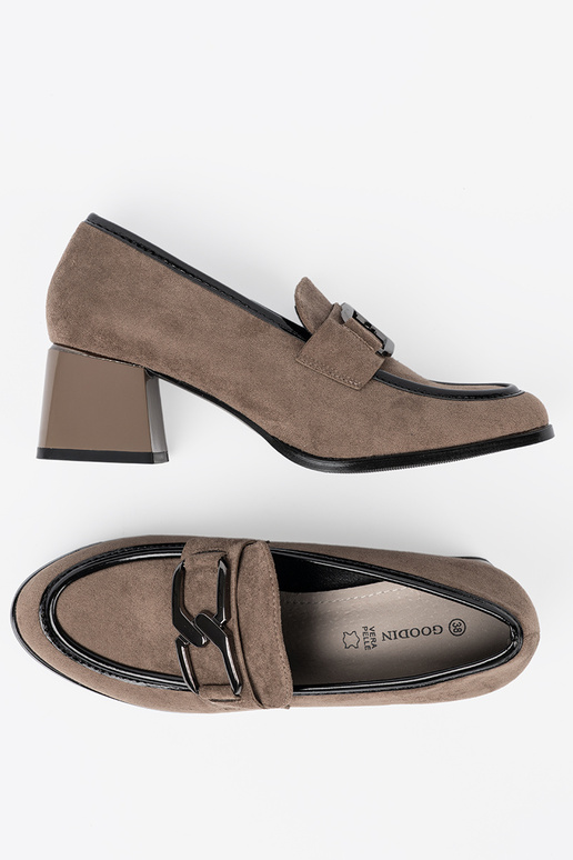 botines de ante color arena con tacón grueso