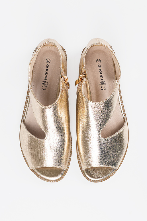 color dorado sandalias mujer z Aycięciami