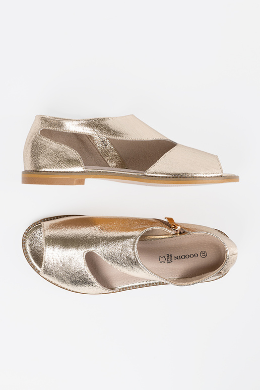 color dorado sandalias mujer z Aycięciami