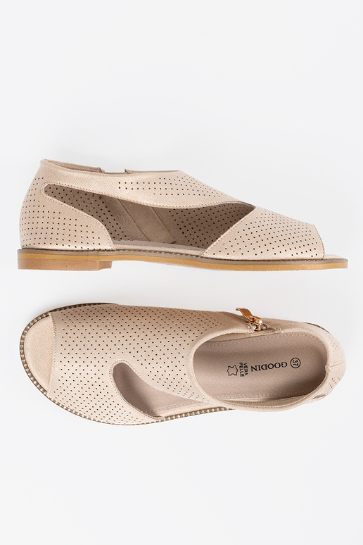 color dorado sandalias calado en una suela plana