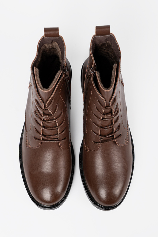 color marrón atado para arriba zapatos z niskim obcasem Sergio Leone