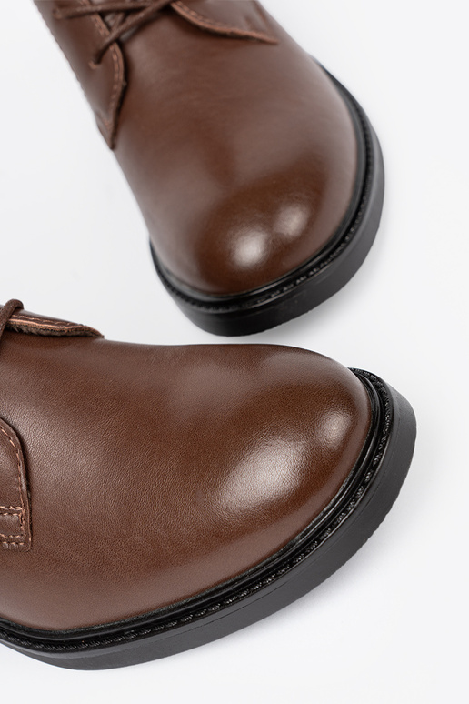 color marrón atado para arriba zapatos z niskim obcasem Sergio Leone