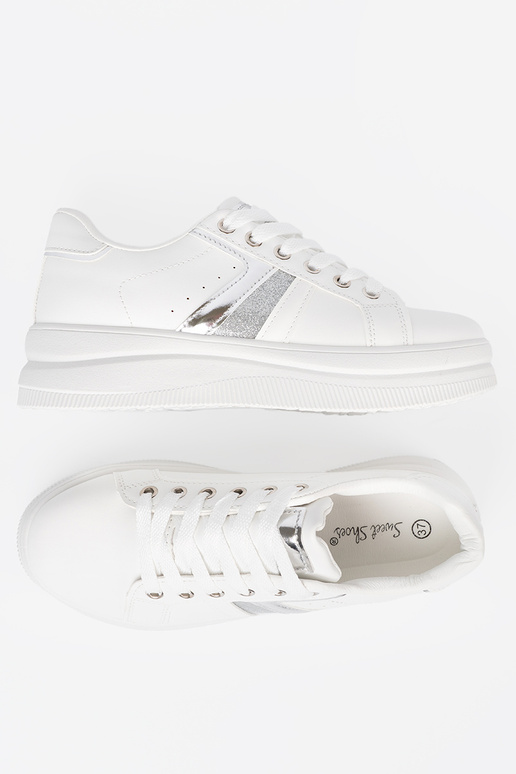 el color blanco Zapatillas modelo zapatos. z metálicom platam akcentem