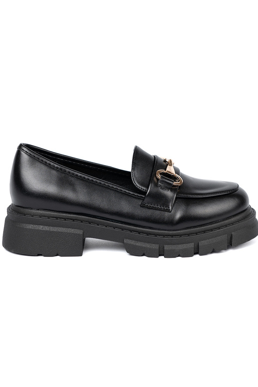 modelo clásico de color negro mocasines z metaloAą klamrą