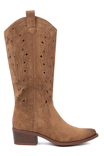 botas przed kolano color marrón calado 2