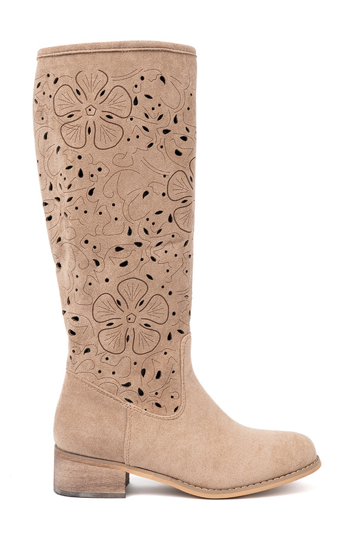 de gamuza beige botas largas przed kolano