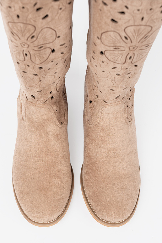 de gamuza beige botas largas przed kolano