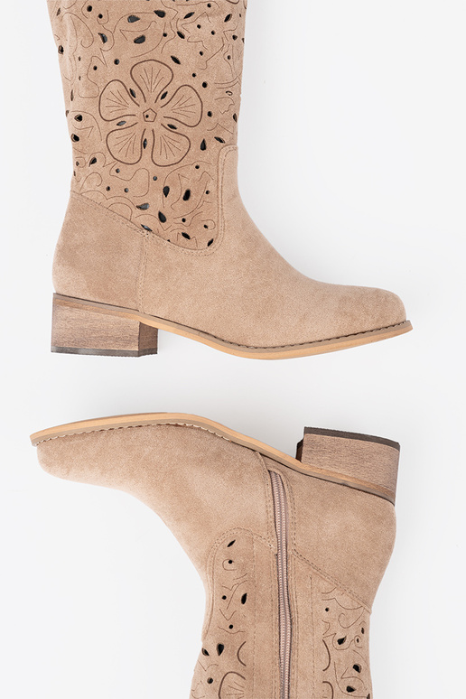 de gamuza beige botas largas przed kolano