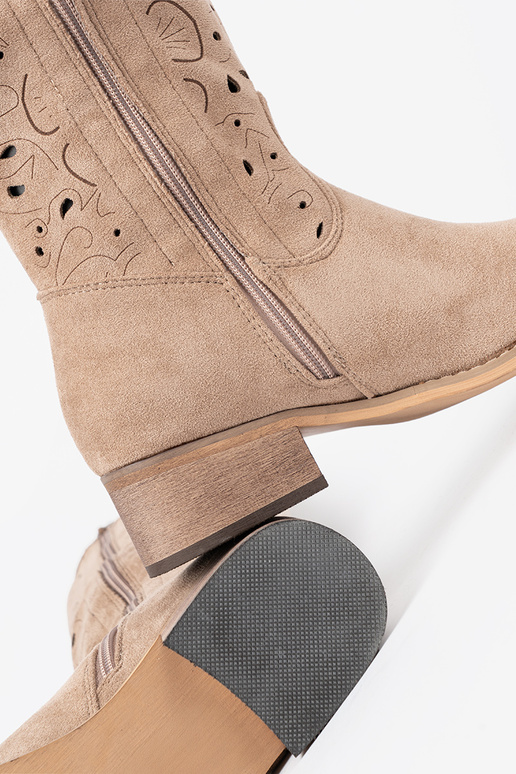 de gamuza beige botas largas przed kolano