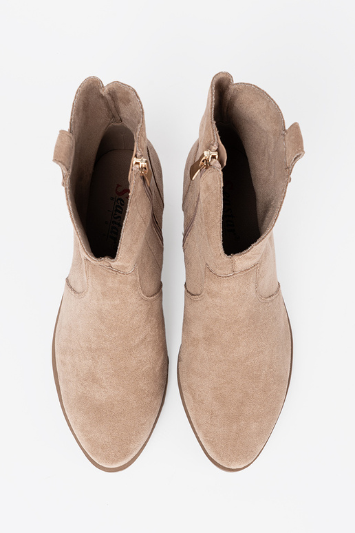 beige zapatos botas de vaquero de gamuza