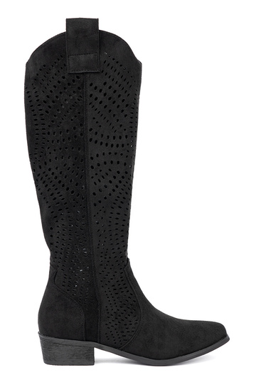 de color negro calado botas largas A stylu koAbojek 2