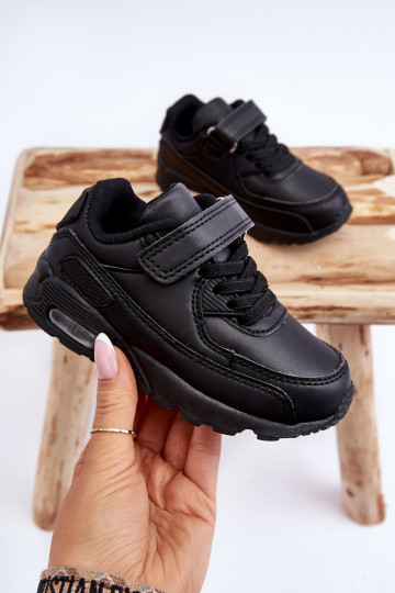 Zapatillas deportivas infantiles de color negro de cuero con plataforma Lori