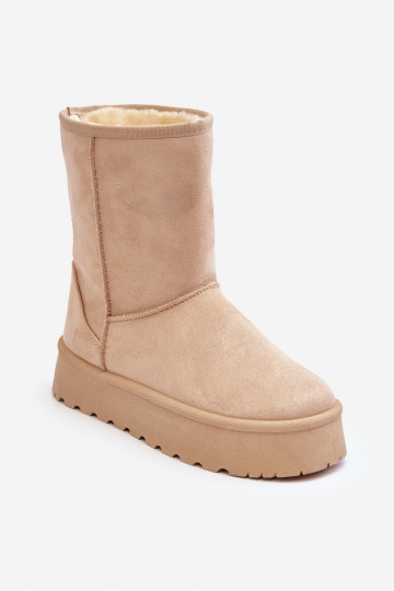 Femenino Botas de nieve con un abrigo de piel beige Abrams